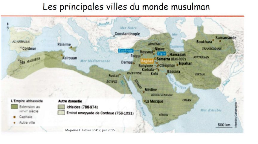 Carte des villes musulmanes